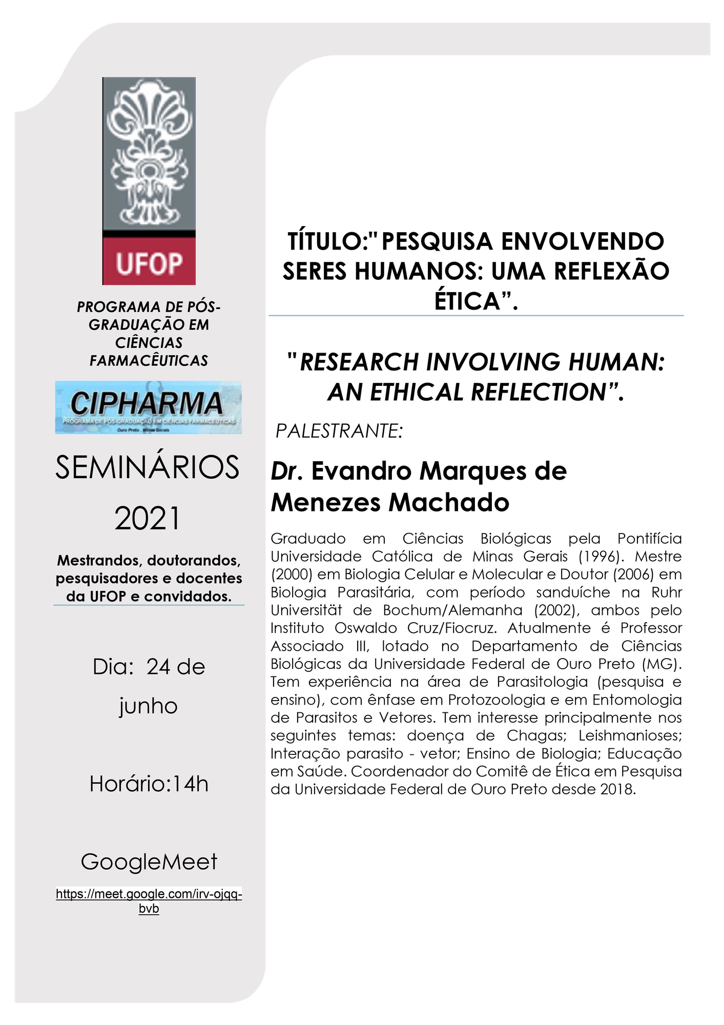 Seminario CiPharma 2021 - Prof Evandro Machado